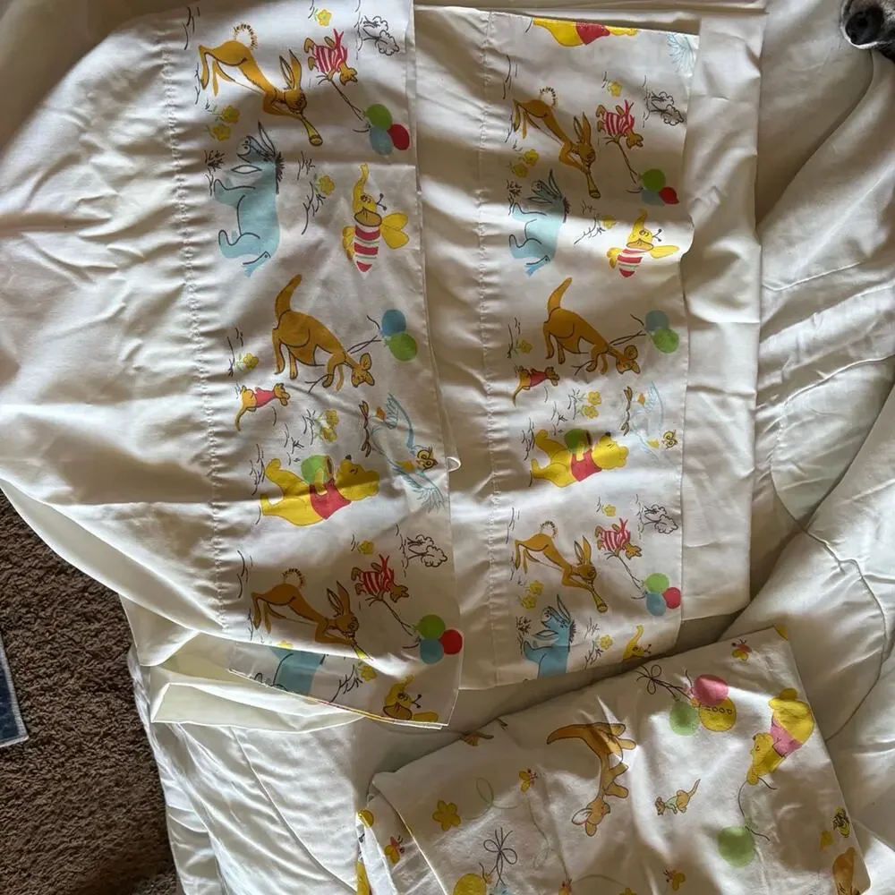 Vintage 1970s Winnie the Pooh Sheet Bedding Sears Perma-Prest Disney twin